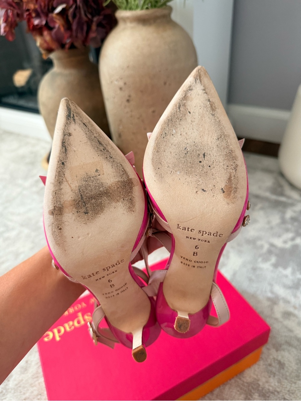 Kate Spade Pink Lydia bow Patent T-Strap Pointed Toe Heels - Picture 5 of 5